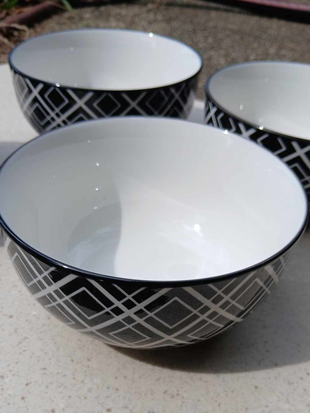 Dover & Yorl Set of 4 Black & White Geometric Ceramic Bowls Discontinued.